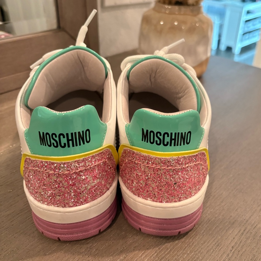 Women's Moschino Pastel / Pink Glitter Low Top Sneakers - Picture 6 of 11